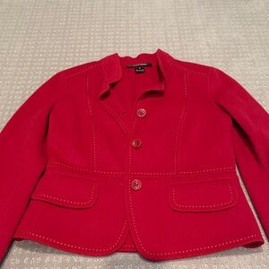 Ellen Tracy Vibrant Red Wool Blazer 2